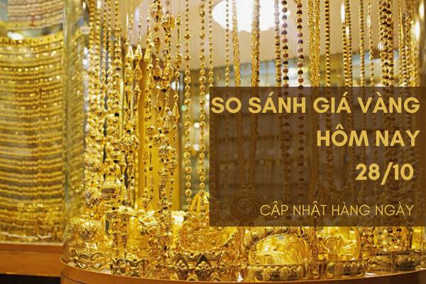 So sánh giá vàng hôm nay 28/10: Vàng SJC tiếp tục giảm đến 250.000 đồng/lượng