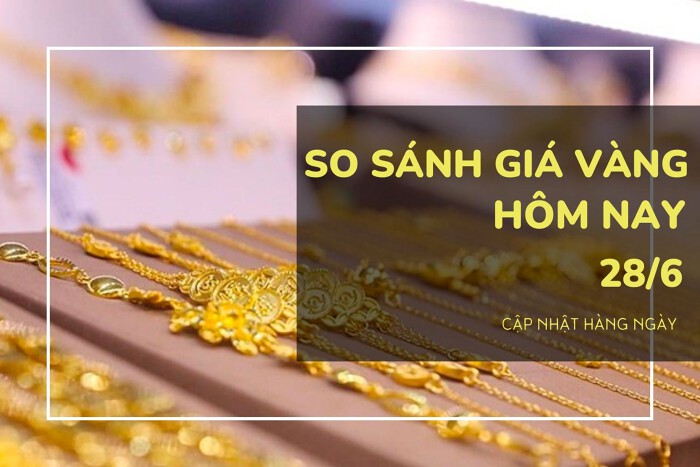 So sánh giá vàng hôm nay 28/6: Vàng 24K giảm 100.000 đồng/lượng tại đa số hệ thống cửa hàng