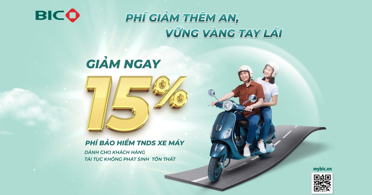 BIC giảm 15% phí bảo hiểm trách nhiệm dân sự bắt buộc của chủ xe máy tri ân khách hàng tái tục