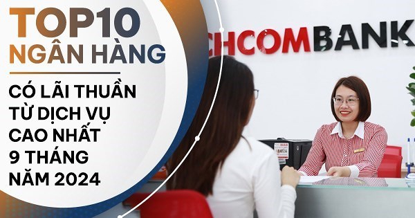 TOP 10 ngân hàng lãi từ dịch vụ cao nhất 9 tháng đầu năm 2024: Techcombank vượt nhóm Big4