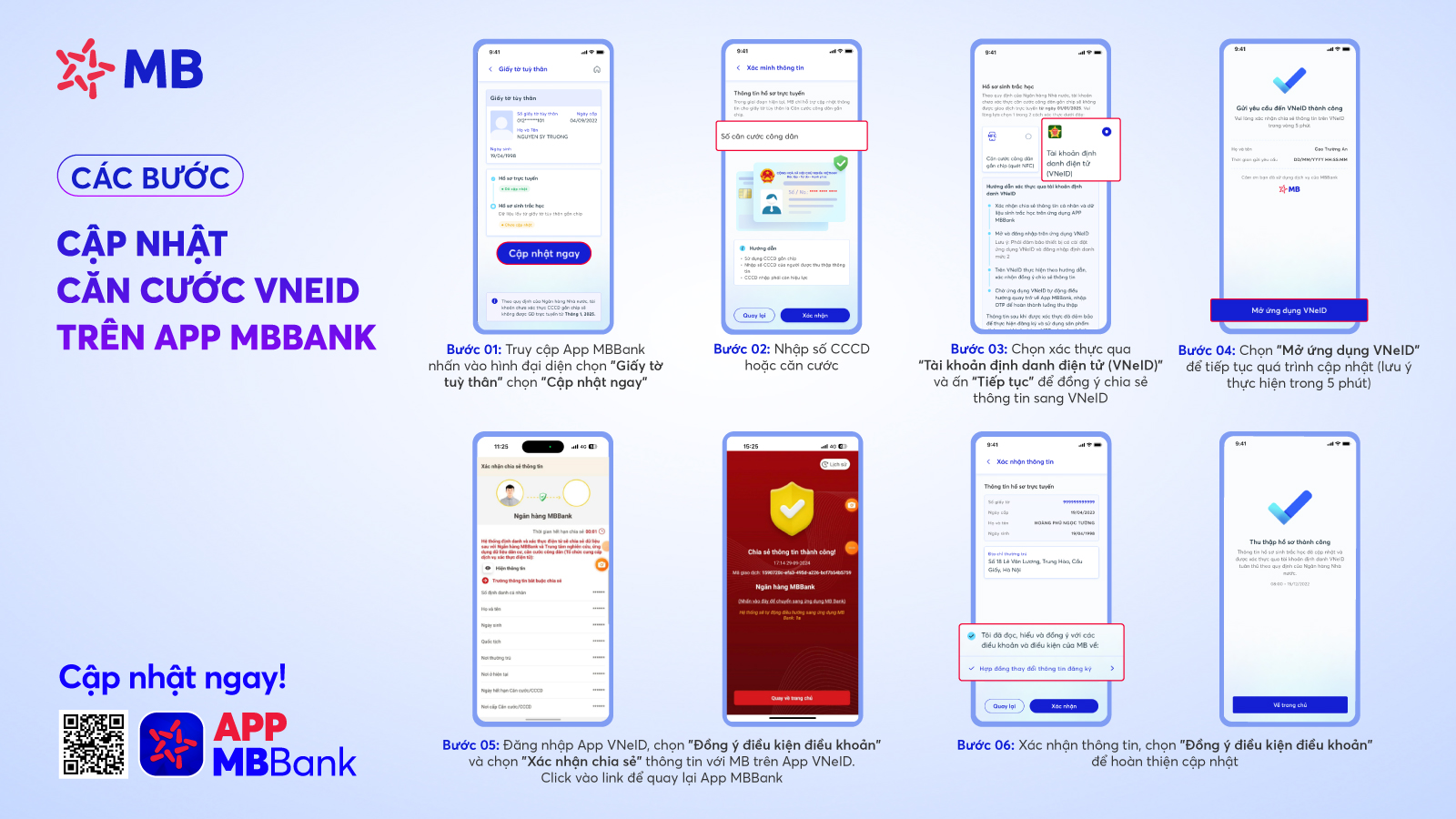Tiện & Nhanh: App MBBank hỗ trợ người dùng cập nhật căn cước qua tài khoản VneID