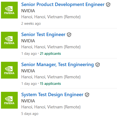 Nvidia thông báo tuyển dụng hàng loạt vị trí tại Việt Nam, cho phép ứng viên làm từ xa, yêu cầu nhiều năm kinh nghiệm