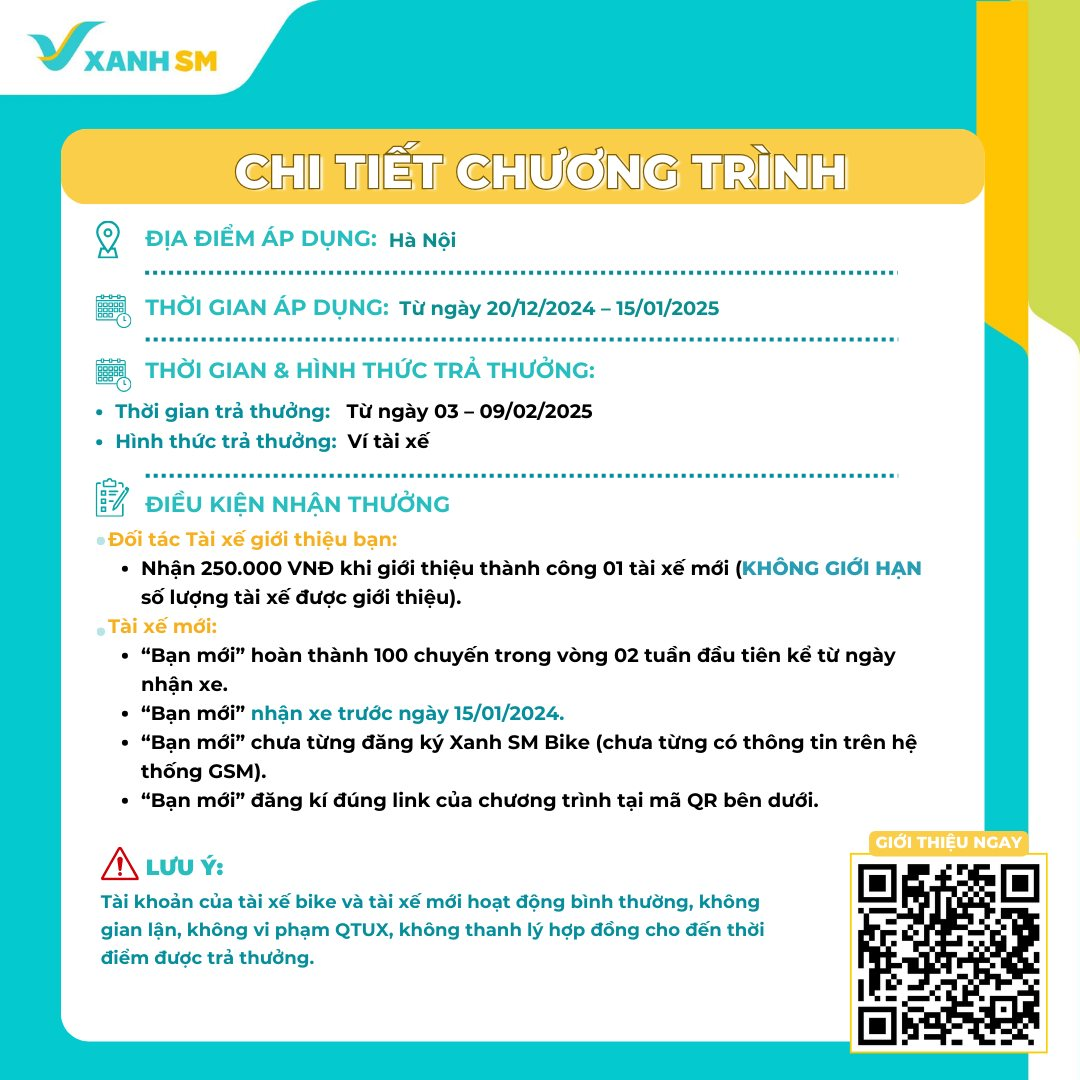 Xanh SM của tỷ phú Phạm Nhật Vượng chơi lớn, thưởng tiền mặt không giới hạn lần cho người cũ khi giới thiệu tài xế mới