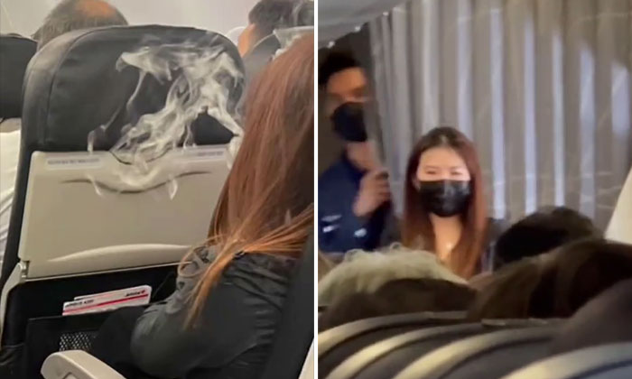 Cô gái thản nhiên hút thuốc lá điện tử, nhả khói trắng trên chuyến bay của Jetstar