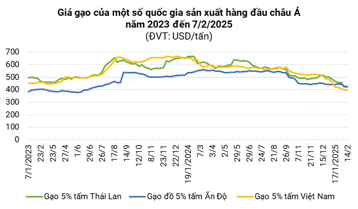 Giá lúa gạo hôm nay 14/2: Giá gạo châu Á tiếp tục giảm trong tuần qua