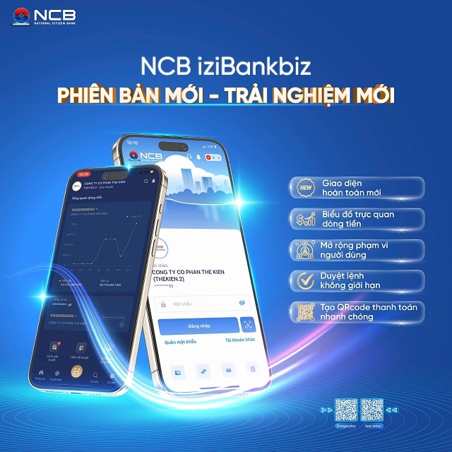 Nâng tầm trải nghiệm ngân hàng số cho doanh nghiệp với NCB iziBankbiz phiên bản mới